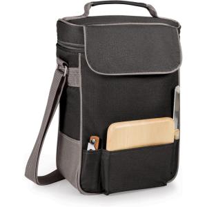 LEGACY – a Picnic Time Brand Duet Insulated Wine and Cheese Tote, Burgundy(Black With Gray Accents)