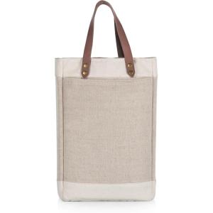 LEGACY – a Picnic Time brand – Pinot Jute 2 Bottle Insulated Wine Bag – Wine Tote Bag – Wine Gift Bag, (Beige)(2-bottle)