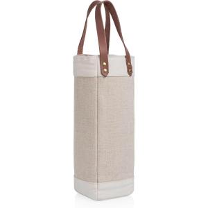 LEGACY – a Picnic Time brand – Pinot Jute 2 Bottle Insulated Wine Bag – Wine Tote Bag – Wine Gift Bag, (Beige)(Single Bottle)