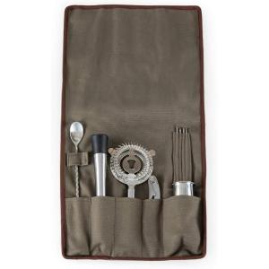 LEGACY – a Picnic Time brand, 10-Piece Bar Tool Roll Up Kit, 10-Piece Bar Tool Roll Up Kit, Mixology Bartender Travel Set with Cocktail Accessories, (Khaki)