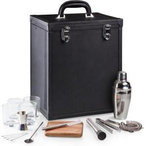 LEGACY – a Picnic Time brand, Hamilton Bartender Kit, Cocktail Set, Portable Bar Case with Cocktail Shaker Set, (Black)