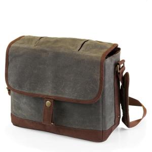 LEGACY – a Picnic Time brand Insulated Double Growler Tote with 64 oz. Stainless Steel Growlers, Beer Gifts for Men, Waxed Canvas Bag Water Bottle Carrier, (Khaki Green with Brown Accents)(Insulated Double Growler Tote)