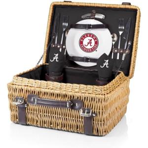 NCAA Alabama Crimson Tide Champion Picnic Basket with Deluxe Service for Two, Black
