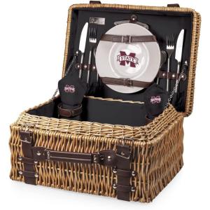 NCAA Arizona Wildcats Champion Picnic Basket with Deluxe Service for Two, Navy(Black With Brown Accents)