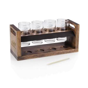 NFL Craft Beer Flight Set – Beer Glasses Set – Gifts for Beer Lovers, (Acacia Wood)(Miami Dolphins)