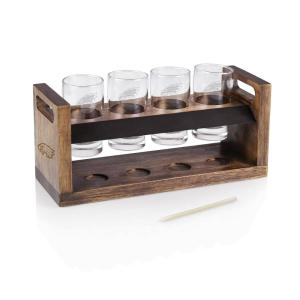 NFL Craft Beer Flight Set – Beer Glasses Set – Gifts for Beer Lovers, (Acacia Wood)(Philadelphia Eagles)