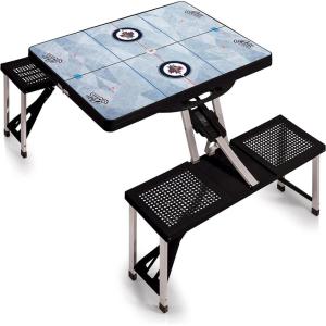 NHL Colorado Avalanche Portable Folding Picnic Table with Seating for 4(Black)