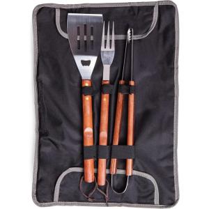 ONIVA – a Picnic Time brand 3-Piece BBQ Tote & Grill Accessories Set, Outdoor Grill Set with Case, BBQ Spatula, BBQ Fork, and BBQ Tongs, (Black with Gray Accents)