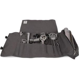 PICNIC TIME Barkeep Bar Tool Roll Up Kit, Professional Bartender Set, Travel Bar Set, (Gray with Black Accents)