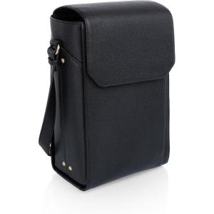 PICNIC TIME Barossa Two Bottle Leatherette Wine Tote Bag, Wine Bottle Carrier Tote, Picnic Bag, Wine Cooler Bag, (Black)