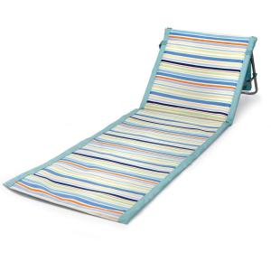 PICNIC TIME Beachcomber Portable Beach Chair & Tote, (St. Tropez Collection – Sky Blue with Multi Stripe Pattern)(St. Tropez)