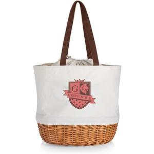PICNIC TIME Coronado Canvas and Willow Basket Tote, Picnic Tote Bag, Beach Tote(Harry Potter Gryffindor – Beige Canvas)