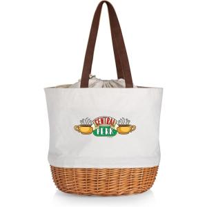 PICNIC TIME Coronado Canvas and Willow Basket Tote, Picnic Tote Bag, Beach Tote(Warner Bro Friends Central Perk – Beige Canvas)