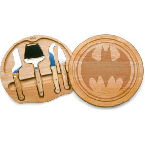 PICNIC TIME DC Comics Batman Bat Signal Circo Cheese Board & Knife Set, Charcuterie Board Gift with 4 Stainless Steel Tools, Wooden Cutting Board for Cheese, Meat & Crackers, Housewarming (Parawood)(DC Comics Batman Bat Signal – Parawood)