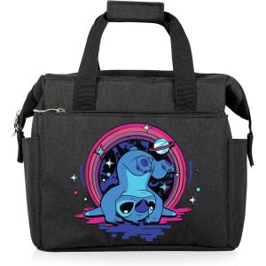 PICNIC TIME Disney Lilo & Stitch Drool On The Go Lunch Bag, Soft Cooler Lunch Box, Insulated Lunch Bag, (Black)(Disney Lilo & Stitch Upside Down – Black)