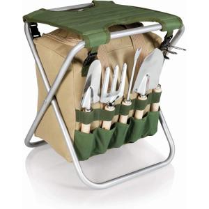 PICNIC TIME Disney Mickey Mouse Gardener 5 Piece Gardening Tools Set with Garden Stool, Gardening Gifts, Garden Tool Set, (Olive Green with Beige Accents)(Disney Minnie Mouse – Olive Green with Beige Accents)