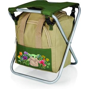 PICNIC TIME Disney Mickey Mouse Gardener 5 Piece Gardening Tools Set with Garden Stool, Gardening Gifts, Garden Tool Set, (Olive Green with Beige Accents)(Star Wars Mandalorian Grogu – Olive Green with Beige Accents)