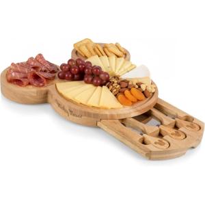 PICNIC TIME Disney Mickey Mouse Head Cheese & Charcuterie Board Set, Parawood Cutting Board with Hidden Drawer & 3 Cheese Knives, Fun Disney Gift, Party Platter, Picnic Set & Kitchen Serving Tray
