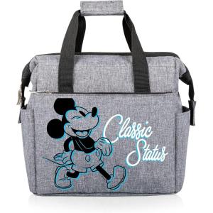 PICNIC TIME Disney Mickey Mouse On The Go Insulated Lunch Bag, Soft Cooler Lunch Box, Leak Resistant Reusable Lunch Tote, Work Lunchbox, Thermal Cooler Bag with Dual Compartments (Heathered Gray)