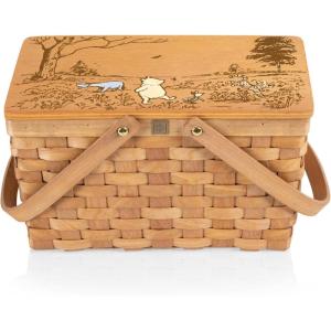 PICNIC TIME Disney Mickey Mouse Poppy Personal Picnic Basket, Insulated Lunch Bag, Retro Lunch Box, (Beige)(Disney Winnie the Pooh – Beige)