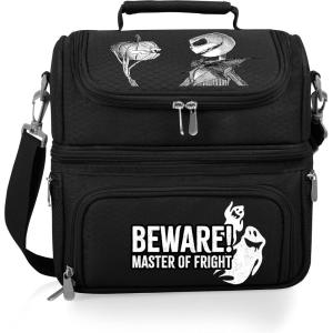 PICNIC TIME Disney Mickey Mouse Pranzo Lunch Bag, Insulated Lunch Box with Utensil Set, Lunch Cooler Bag, (Black), 11 x 7.5 x 12(Disney Nightmare Before Christmas Jack Beware – Black)