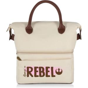 PICNIC TIME Disney Mickey Mouse Urban Lunch Bag, Cooler Lunch Tote, Insulated Lunch Bag, (Beige with Brown Accents)(Star Wars Rebel – Beige with Brown Accents)