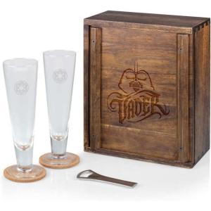 PICNIC TIME Disney Mickey Mouse & Minnie Mouse Drinking Glasses Gift Set, Mickey Mouse and Minnie Gifts, (Acacia Wood)(Star Wars Darth Vader – Acacia Wood)