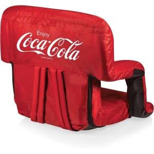 PICNIC TIME Disney Pixar Cars Lightning McQueen Ventura Reclining Stadium Seat with Back Support, Bleacher Seat, Beach Floor Chair, (Red)((Coca-cola – Red))