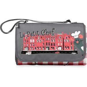PICNIC TIME Disney Pixar Ratatouille Blanket Tote Outdoor Picnic Blanket, Beach Blanket, Camping Blanket, (Red & White Gingham Pattern with Gray Flap) Large