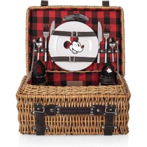 PICNIC TIME Disney Pixar Ratatouille Champion Picnic Basket for 2, Large Wicker Picnic Set with Cutlery Service Kit, (Navy Blue), 15.8 x 12 x 7.5(Disney Mickey Mouse – Red & Black Buffalo Plaid Pattern)
