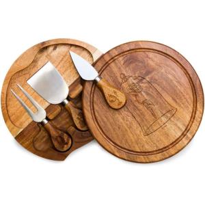 PICNIC TIME Disney Ratatouille Acacia Brie Cheese Board & Knife Set, Charcuterie Board with Swivel Tool Drawer, Premium Wood Cutting Board, Perfect Disney Gift for Entertaining (Acacia Wood)(Disney Princess The Beauty & the Beast – Acacia Wood)