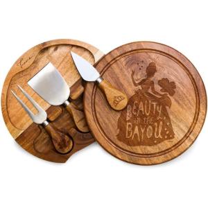 PICNIC TIME Disney Ratatouille Acacia Brie Cheese Board & Knife Set, Charcuterie Board with Swivel Tool Drawer, Premium Wood Cutting Board, Perfect Disney Gift for Entertaining (Acacia Wood)(Disney Princess & The Frog – Acacia Wood)