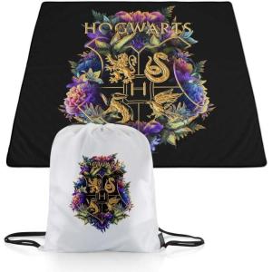 PICNIC TIME Harry Potter Slytherin Impresa Picnic Blanket, Lightweight Beach Blanket, Machine Washable, (Black)(Harry Potter Hogwarts – Black)