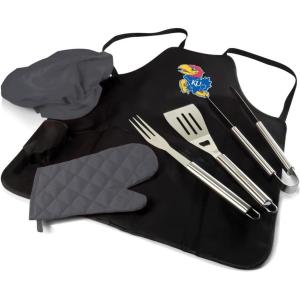 PICNIC TIME NCAA BBQ Apron Tote Pro Grill Set(Kansas Jayhawks)