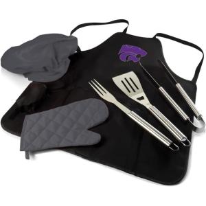 PICNIC TIME NCAA BBQ Apron Tote Pro Grill Set(Kansas State Wildcats)