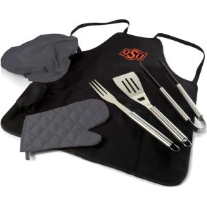 PICNIC TIME NCAA BBQ Apron Tote Pro Grill Set(Oklahoma State Cowboys)
