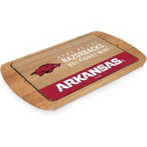 PICNIC TIME NCAA Billboard Glass Top Cheese Board, Serving Platter, Cheese Boards Charcuterie Boards, (Parawood)(Arkansas Razorbacks)