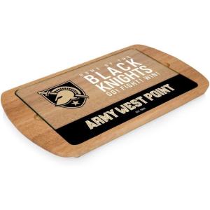 PICNIC TIME NCAA Billboard Glass Top Cheese Board, Serving Platter, Cheese Boards Charcuterie Boards, (Parawood)(Army Black Knights)