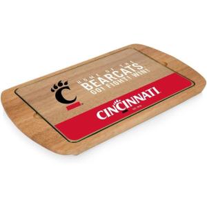 PICNIC TIME NCAA Billboard Glass Top Cheese Board, Serving Platter, Cheese Boards Charcuterie Boards, (Parawood)(Cincinnati Bearcats)