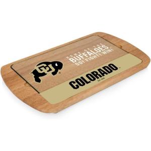 PICNIC TIME NCAA Billboard Glass Top Cheese Board, Serving Platter, Cheese Boards Charcuterie Boards, (Parawood)(Colorado Buffaloes)