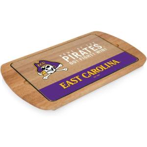 PICNIC TIME NCAA Billboard Glass Top Cheese Board, Serving Platter, Cheese Boards Charcuterie Boards, (Parawood)(East Carolina Pirates)
