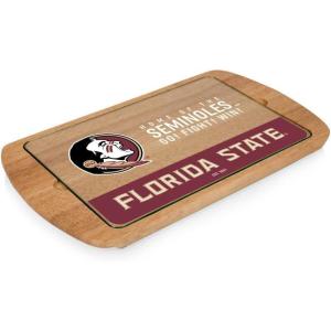 PICNIC TIME NCAA Billboard Glass Top Cheese Board, Serving Platter, Cheese Boards Charcuterie Boards, (Parawood)(Florida State Seminoles)