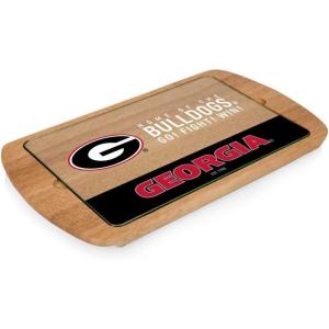 PICNIC TIME NCAA Billboard Glass Top Cheese Board, Serving Platter, Cheese Boards Charcuterie Boards, (Parawood)(Georgia Bulldogs)