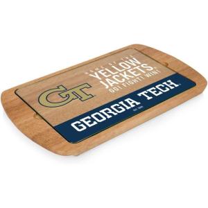 PICNIC TIME NCAA Billboard Glass Top Cheese Board, Serving Platter, Cheese Boards Charcuterie Boards, (Parawood)(Georgia Tech Yellow Jackets)