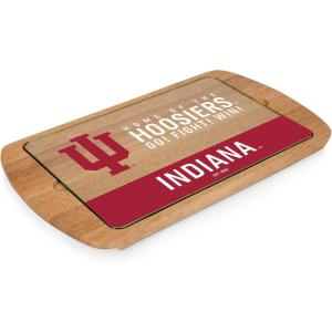 PICNIC TIME NCAA Billboard Glass Top Cheese Board, Serving Platter, Cheese Boards Charcuterie Boards, (Parawood)(Indiana Hoosiers)