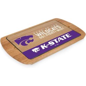 PICNIC TIME NCAA Billboard Glass Top Cheese Board, Serving Platter, Cheese Boards Charcuterie Boards, (Parawood)(Kansas State Wildcats)