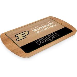 PICNIC TIME NCAA Billboard Glass Top Cheese Board, Serving Platter, Cheese Boards Charcuterie Boards, (Parawood)(Purdue Boilermakers)