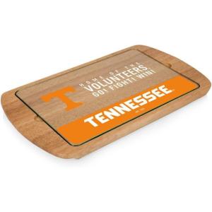 PICNIC TIME NCAA Billboard Glass Top Cheese Board, Serving Platter, Cheese Boards Charcuterie Boards, (Parawood)(Tennessee Volunteers)