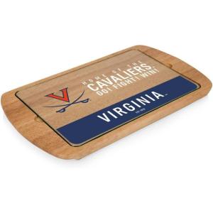 PICNIC TIME NCAA Billboard Glass Top Cheese Board, Serving Platter, Cheese Boards Charcuterie Boards, (Parawood)(Virginia Cavaliers)