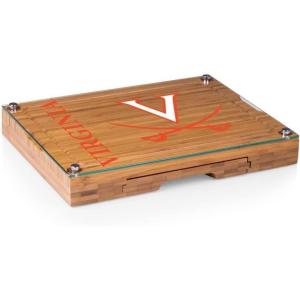 PICNIC TIME NCAA Concerto Glass Top Cheese Board and Knife Set, Charcuterie Board Set, Glass Top Cutting Board, (Bamboo)(Virginia Cavaliers)